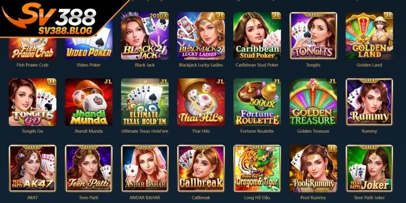Sảnh game bài SV388 và những thông tin cụ thể 